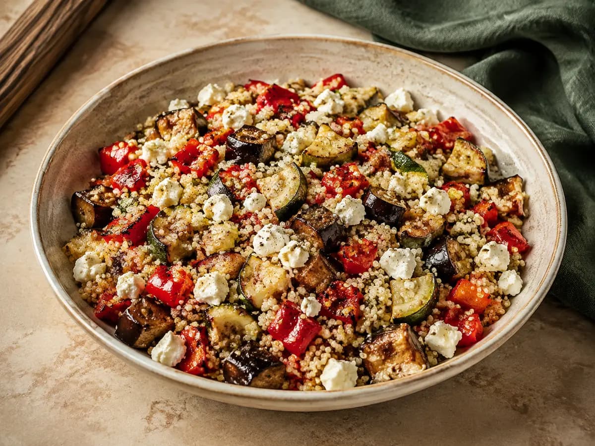 Salade de quinoa, légumes et herbes fraîches
