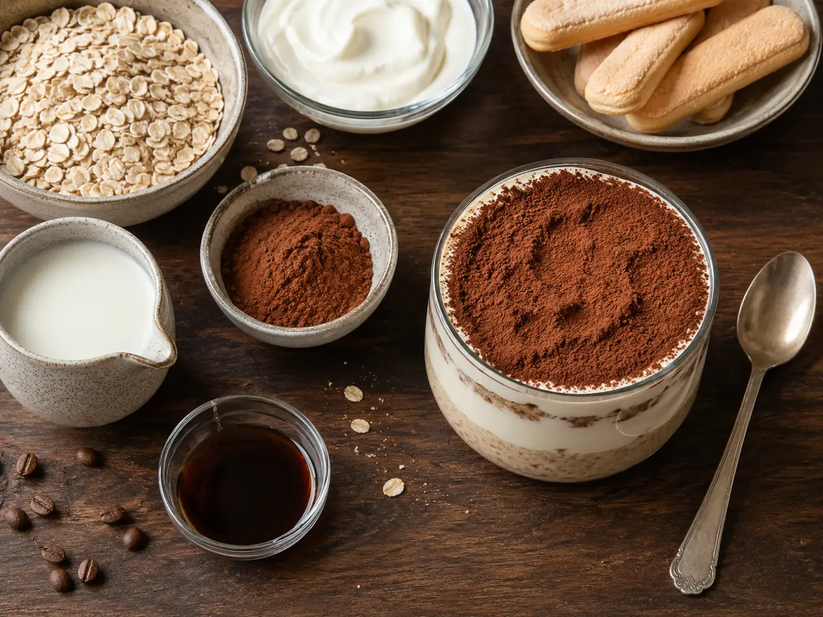 Verrine d’overnight oats au cacao façon tiramisu
